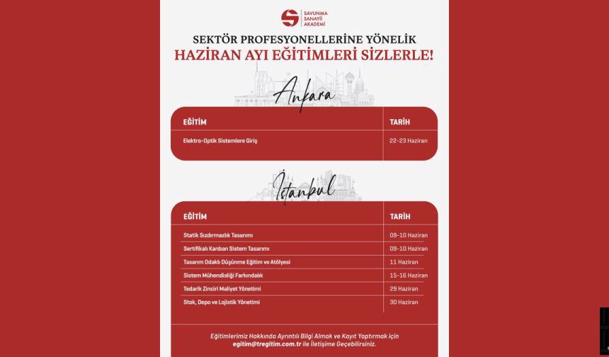 Sektör profesyonellerine yönelik Haziran ayı eğitimlerimiz sizlerle!