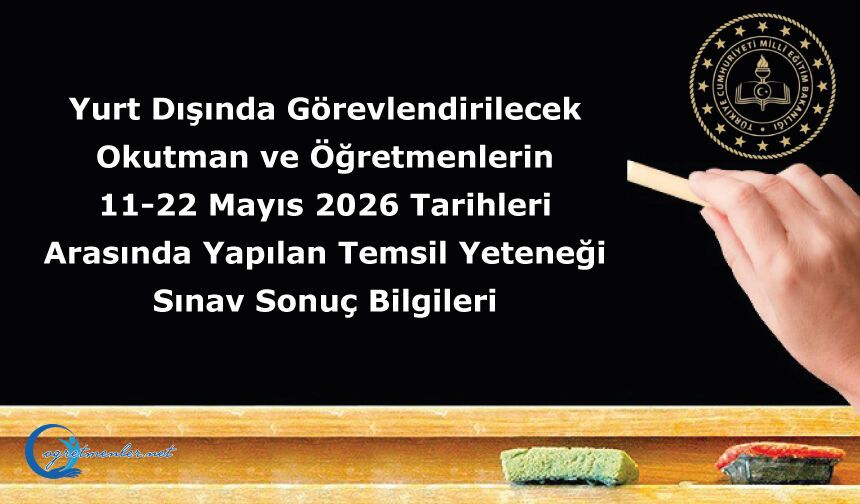 Okutman ve Öğretmenlerin 11-22 Mayıs 2026 Tarihleri Arasında Yapılan Temsil Yeteneği Sınav Sonuç Bilgileri
