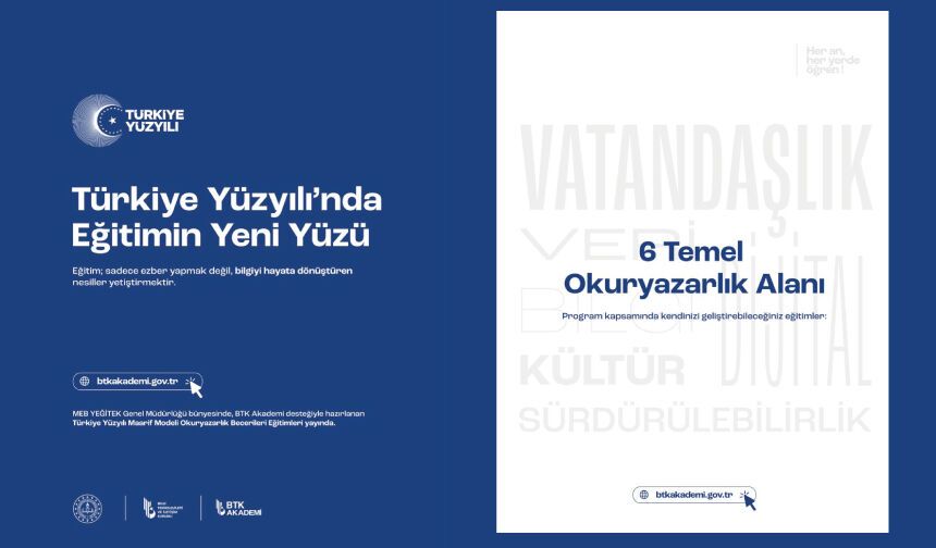 Türkiye Yüzyılı Maarif Modeli Okuryazarlık Becerileri Eğitimleri BTK Akademi’de!