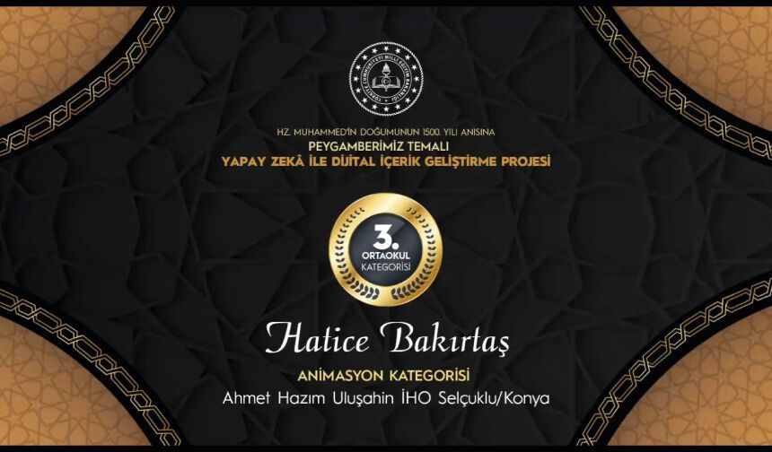 Hatice Bakırtaş, Animasyon Kategorisi'nde Ortaokul Kategorisi 3.'sü oldu