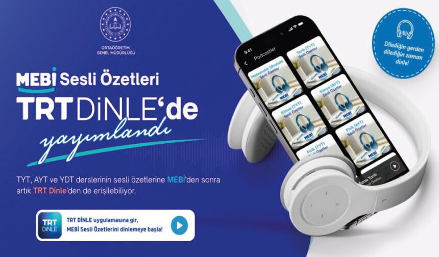 MEBİ "SESLİ ÖZETLER" TRT DİNLE'DE ERİŞİME AÇILDI