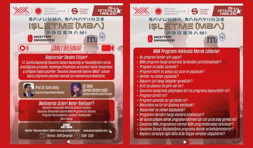 Savunma Sanayiinde İşletme (MBA) Programı