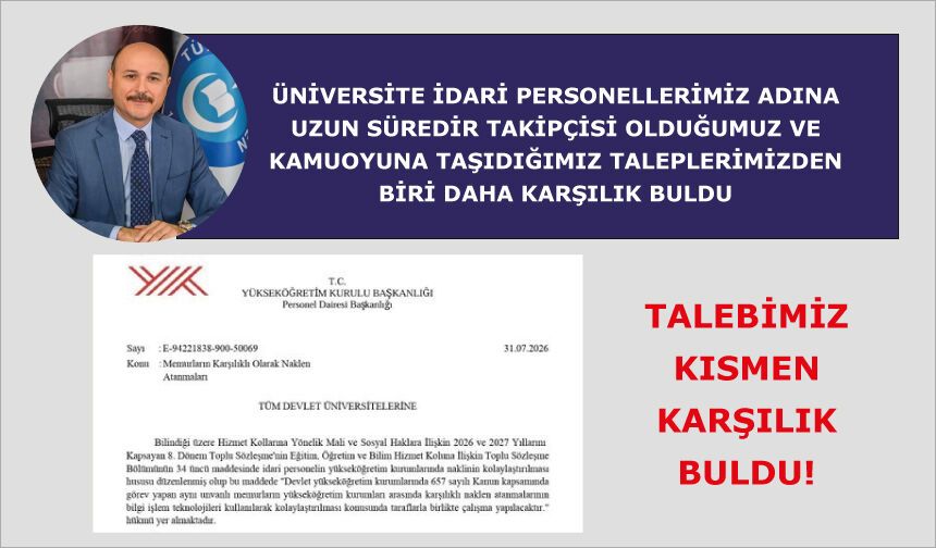 TALEBİMİZ KISMEN KARŞILIK BULDU!