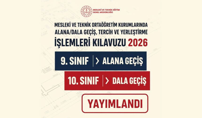 Alana/Dala Geçiş, Tercih ve Yerleştirme İşlemleri Kılavuzu yayımlandı