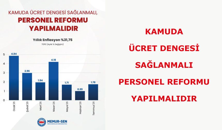 KAMUDA ÜCRET DENGESİ SAĞLANMALI, PERSONEL REFORMU YAPILMALIDIR
