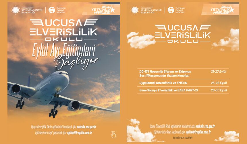 Uçuşa Elverişlilik Okulu Eylül Ayı Eğitimleri Başlıyor!