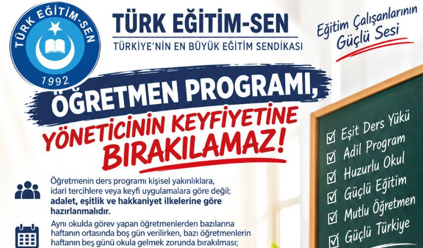 ÖĞRETMEN PROGRAMI, YÖNETİCİNİN KEYFİYETİNE BIRAKILAMAZ!