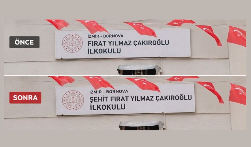 Ülkücü Şehidimiz Fırat Yılmaz Çakıroğlu’nun adını taşıyan ilkokulumuzun ismine “Şehit” ibaresinin eklendi