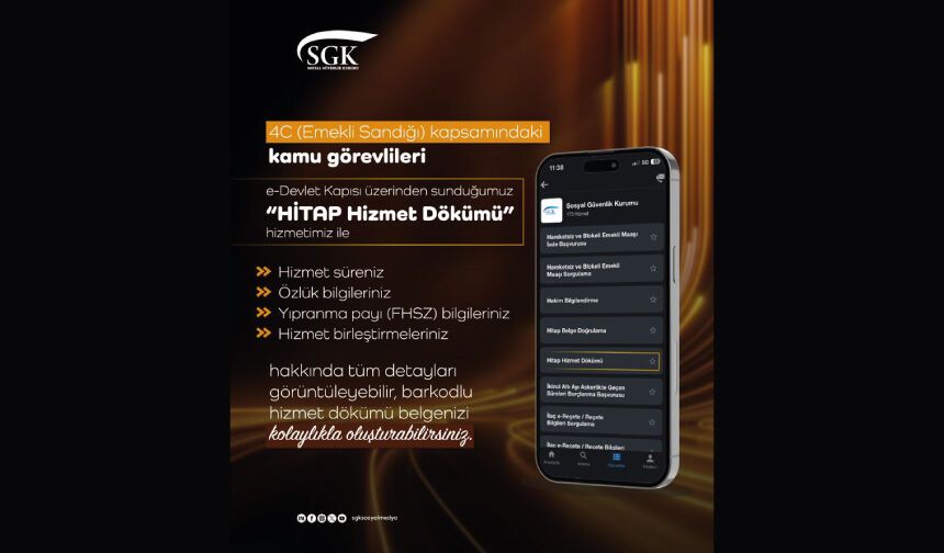 e-Devlet Kapısı üzerinden sunduğumuz “HİTAP Hizmet Dökümü” hizmeti