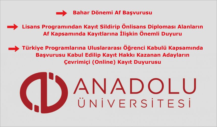 Açıköğretim Fakültesinden Duyurular