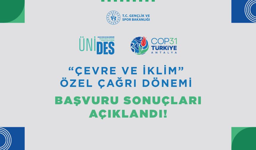 ÜNİDES “Çevre ve İklim” Özel Çağrı Dönemi sonuçları açıklandı!