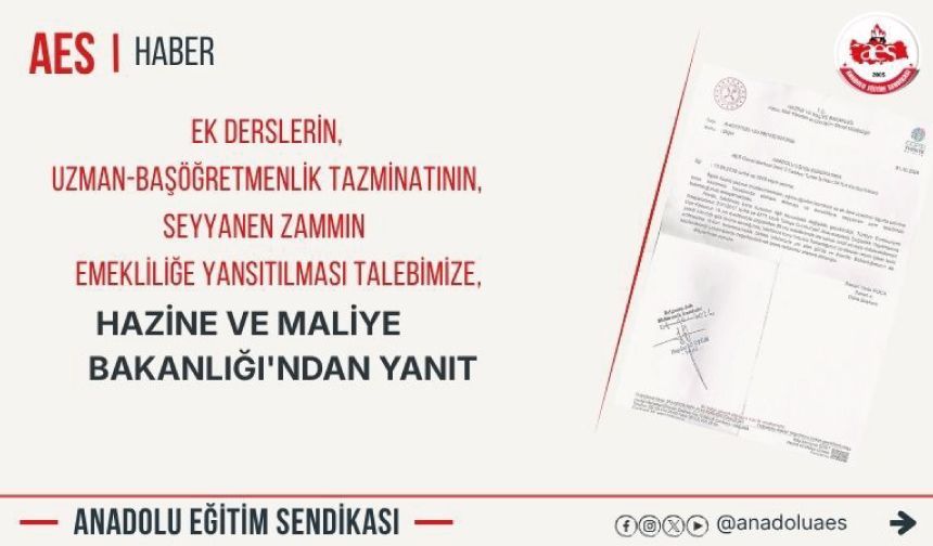 HAZİNE VE MALİYE BAKANLIĞI'NDAN, YANIT