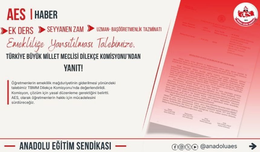 Ek Derslerin,uzman-Başöğretmenlik Tazminatının,seyyanen Zammın Emekliliğe Yansıltılması Talebimize TBMM’den Yanıt