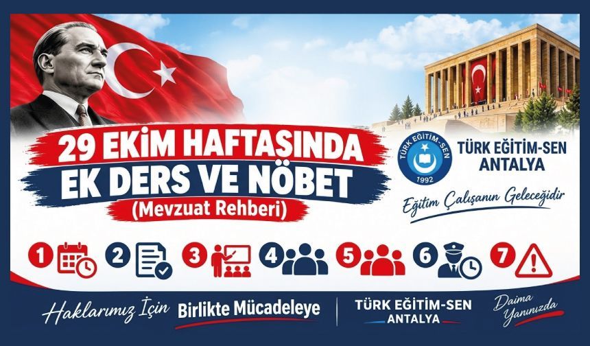 29 Ekim Ek Ders ve Nöbet Ek Dersleri