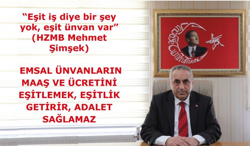 Emsal ünvanların maaş ve ücretini eşitlemek, eşitlik getirir, adalet sağlamaz