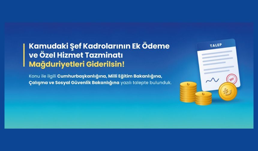 Kamudaki Şef Kadrolarının Ek Ödeme ve Özel Hizmet Tazminatı Mağduriyetleri Giderilsin!
