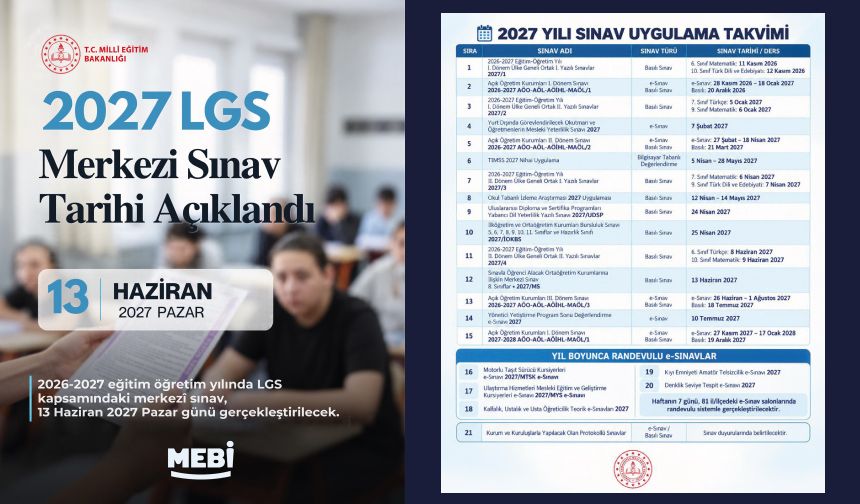2027 Yılı Sınav Uygulama Takvimi Yayımlandı!