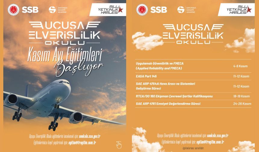 Uçuşa Elverişlilik Okulu Kasım Ayı Eğitimleri Başlıyor!