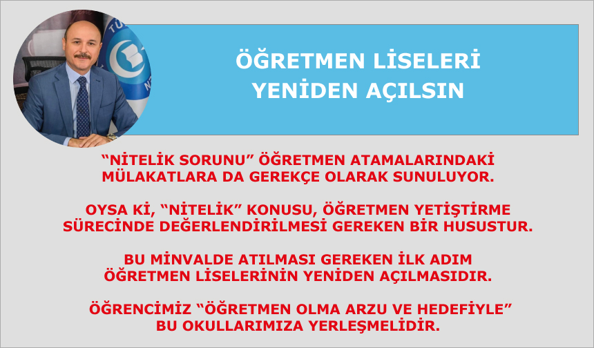 Öğretmen Liseleri Yeniden Açılsın