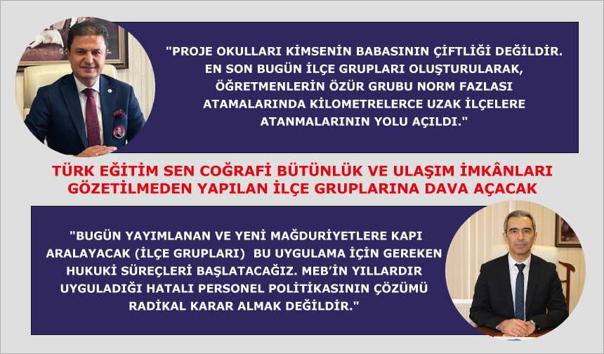 Türk Eğitim Sen Coğrafi Bütünlük ve Ulaşım İmkânları Gözetilmeden Yapılan İlçe Gruplarına Dava Açacak