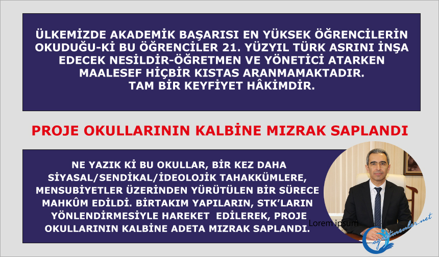 Proje okullarının kalbine adeta mızrak saplandı Proje okullarının kalbine adeta mızrak saplandı