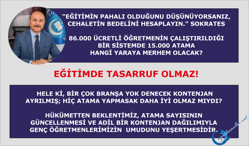 Eğitimde Tasarruf Olmaz!