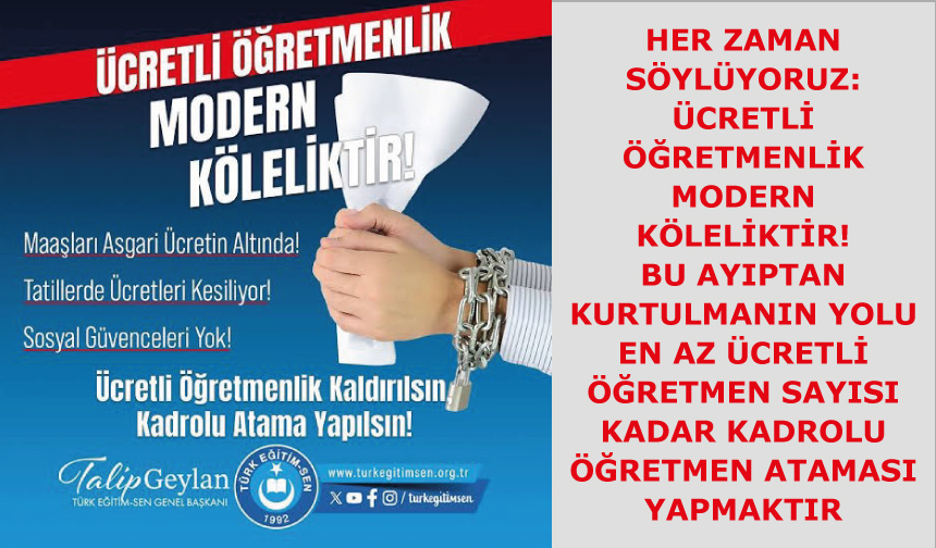 ÜCRETLİ ÖĞRETMENLİK MODERN KÖLELİKTİR! ÜCRETLİ ÖĞRETMENLİK MODERN KÖLELİKTİR!