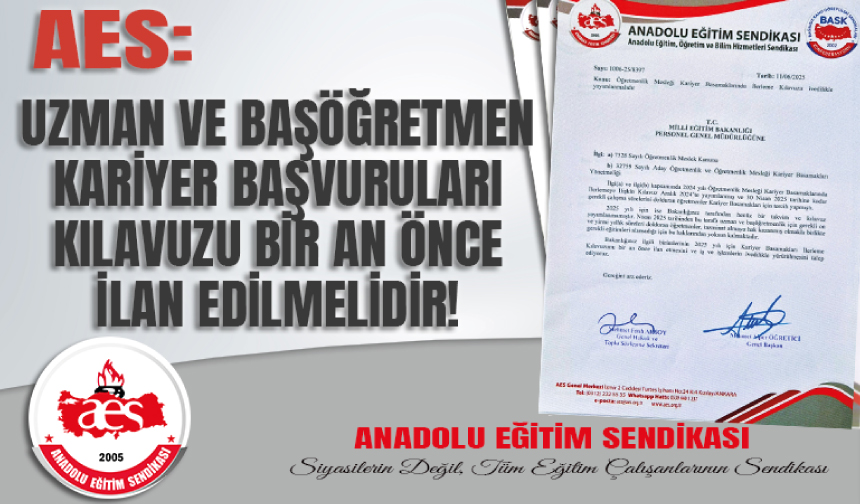 Uzman Ve Başöğretmen Kariyer Başvuruları Kılavuzu Bir An Önce İlan Edilmelidir!