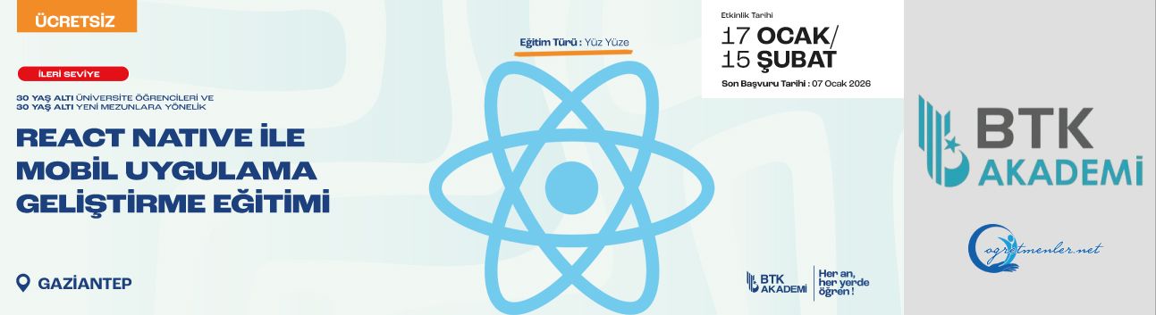 Gaziantep React Native ile Mobil Uygulama Geliştirme Eğitimi